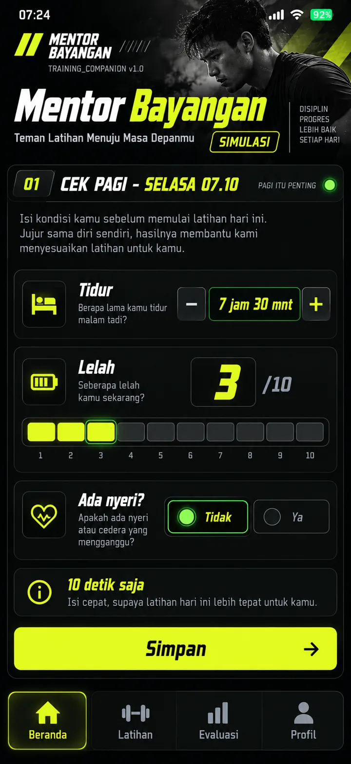 Layar cek kondisi pagi
