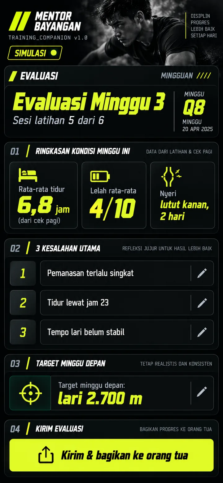 Layar evaluasi mingguan